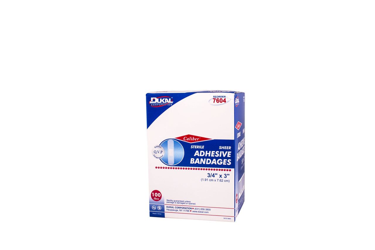 Dukal™ 7604 Sheer Adhesive Bandages 3/4x 3 Sterile