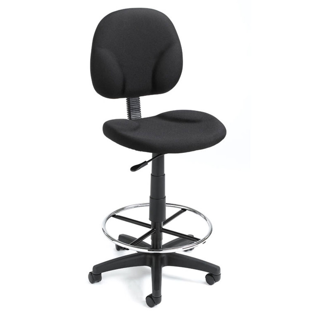 Boss Office Products Multi-Function LeatherPlus Drafting Stool with Loop  Arms in Black